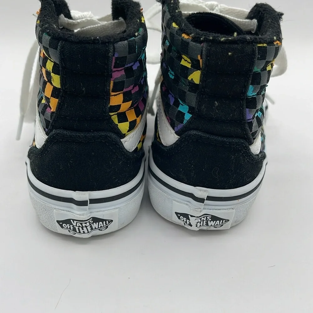 Vans Hi Top Filmore Sneakers Rainbow Check Skate Shoes Black Suede Missy Size 11